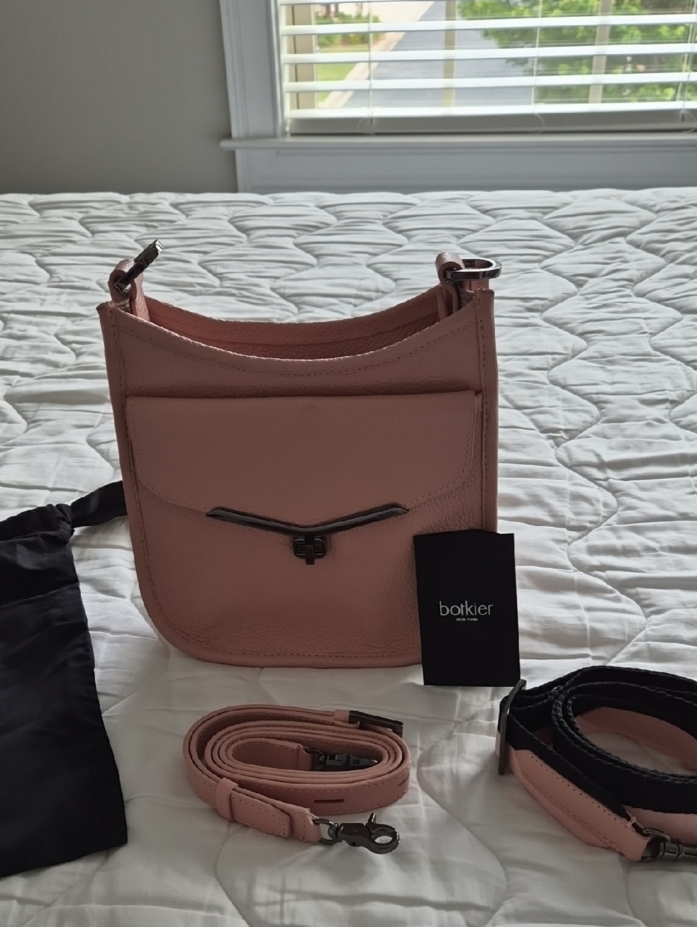 Botkier Blush Pink Leather Crossbody Saddle Bag